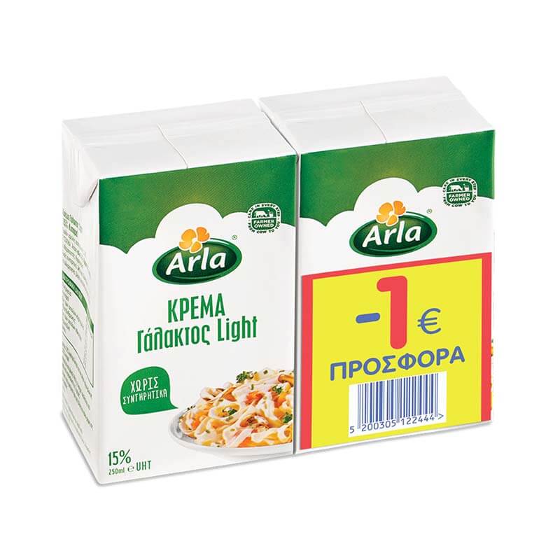 Κρέμα Γάλακτος Light UHT 15% 2x250ml Arla